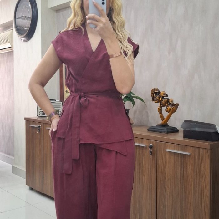 Bordo Yelekli Premium Takım